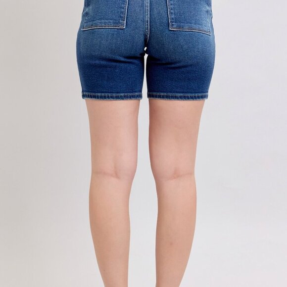 Judy Blue Full Size‎ High Waist Bermudas Jeans W/ Back Flap Pockets Plus Size - Picture 6 of 10